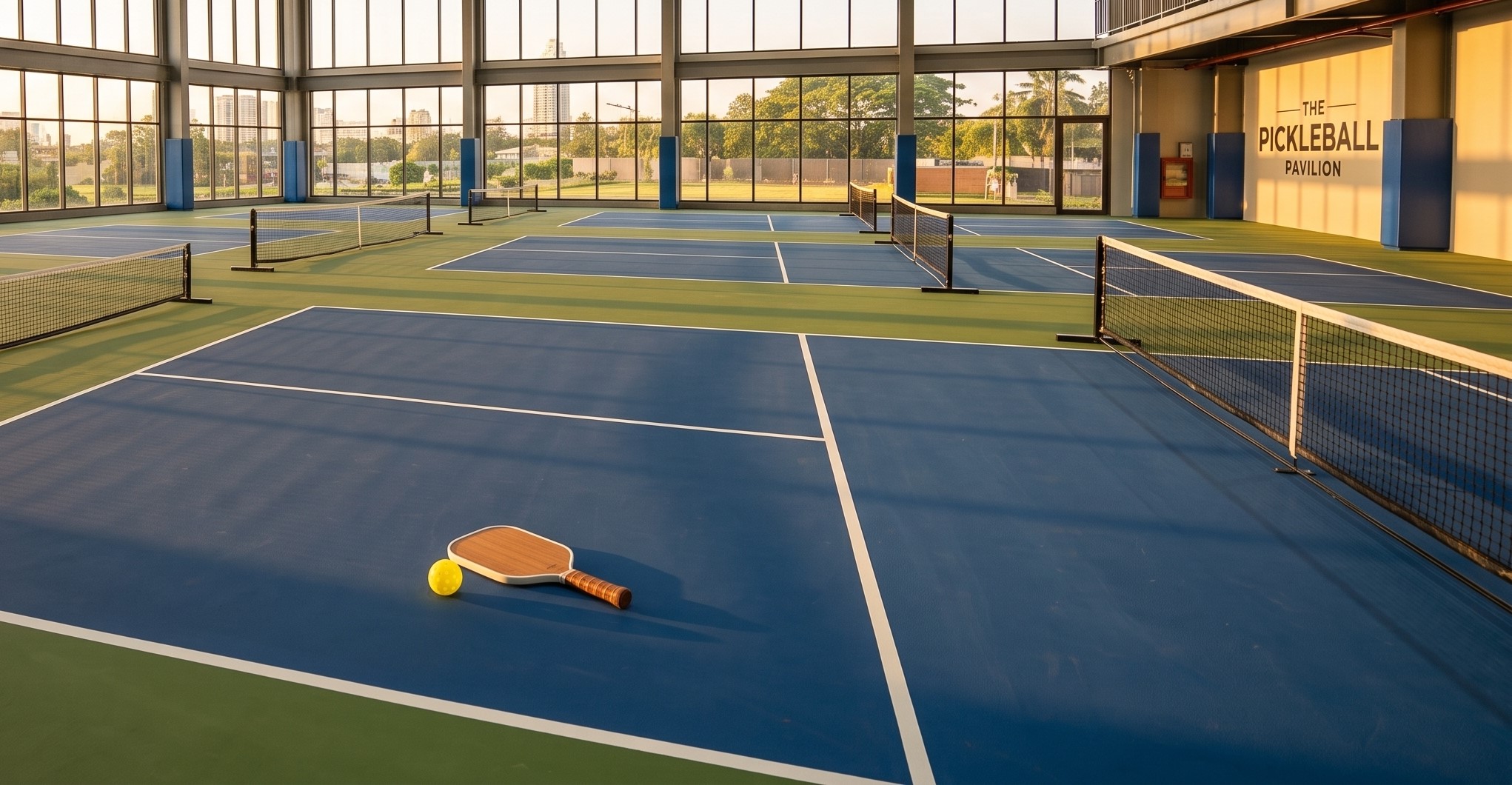 Pickleball courts in the pavilion